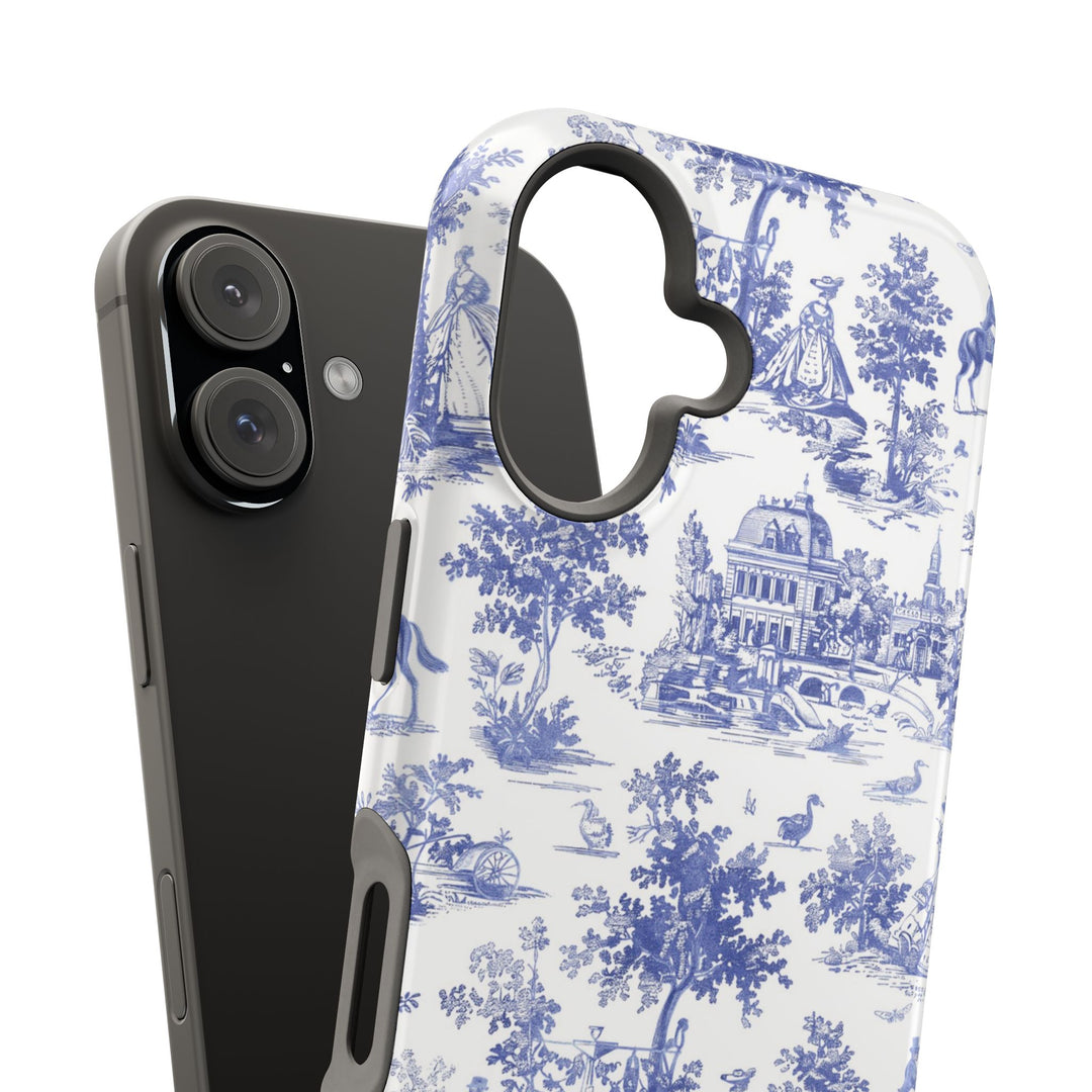 Blue Toile Magnetic Impact-Resistant Cute Phone Case for Iphone 16, iPhone 15 Pro Max Plus 14, 13, 12, 11 Gift for her - Studio40ParkLane