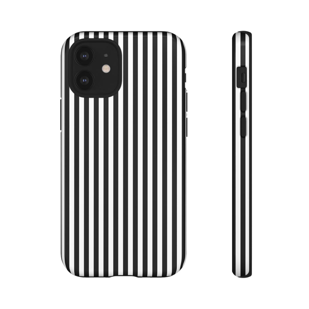 Tough Premium Black White Stripes Phone Case Gift for Her - For Apple iPhone 16 Pro Max 16e iPhone 15 Pro iPhone Iphone 14 Plus 13 Pro 12 SE XR - Studio40ParkLane
