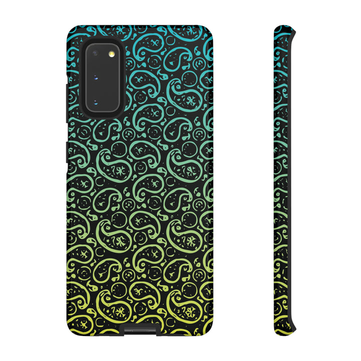 Cute Samsung Phone Case | Aesthetic Samsung Phone Case | Paisley Blue Yellow Black | Galaxy S23, S22, S21, S20 | Luxury Double Layer | Cool - Studio40ParkLane