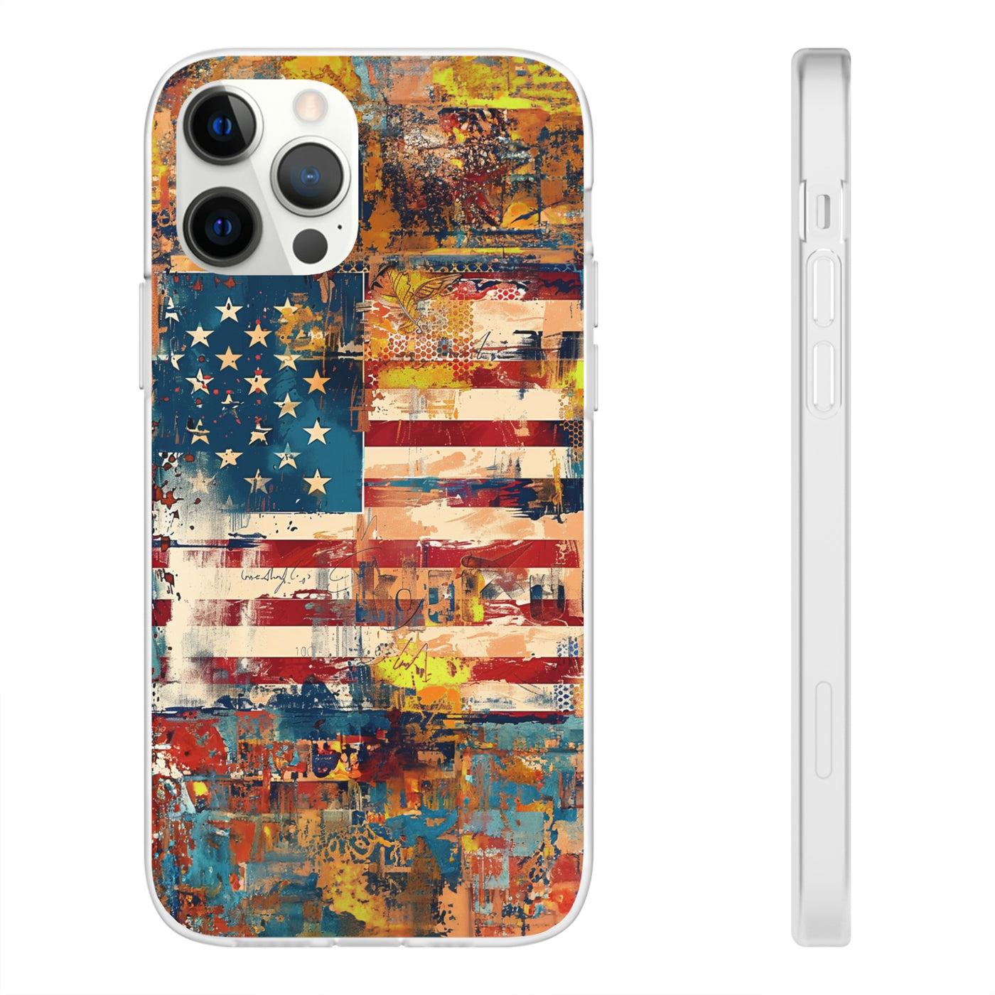 Cute Flexi Phone Cases, US Flag Abstract, Compatible with Samsung Galaxy S23, Samsung S22, Samsung S21, Samsung S20, Galaxy S20 Ultra