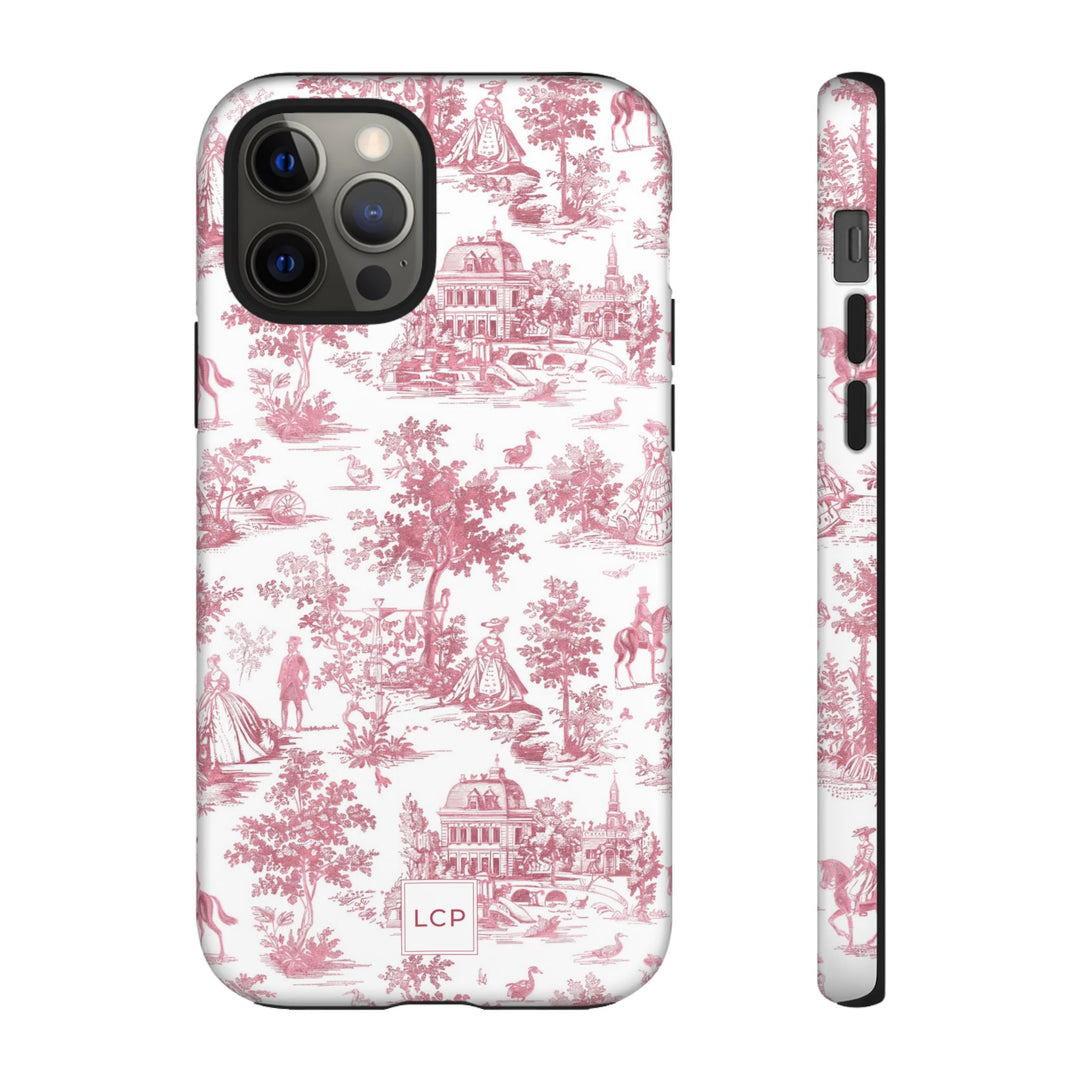 Personalized Custom French Toile Tough Cute Phone Case For Apple iPhone 18, 17, 16, 15 14, Pro Max, Samsung Galaxy S26, S25, S24 Plus Ultra