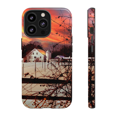 Impact Resistant, Winter Sunset Cute Phone Cases for Samsung S24, S23, S22, S21, IPhone 15 pro Iphone 14 pro Iphone 13 IPhone 12 Iphone 11