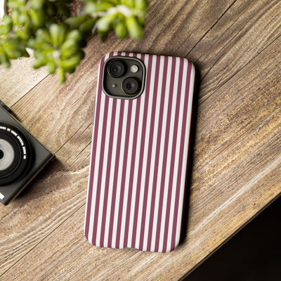 Tough Premium Old Claret Stripes Phone Case Gift for Her - For Apple iPhone 16 Pro Max 16e iPhone 15 Pro iPhone Iphone 14 Plus 13 Pro 12 SE XR - Studio40ParkLane
