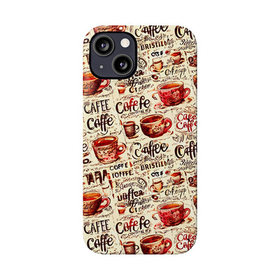 Slim Cute iPhone Cases - | iPhone 15 Case | iPhone 15 Pro Max Case, Iphone 14 Case, Iphone 14 Pro Max, Iphone 13, Paris Coffee Cup