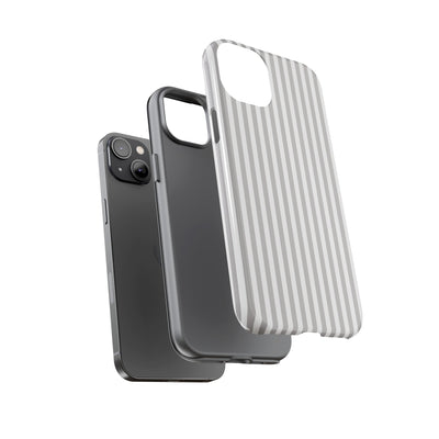 Tough Premium Ash Grey Stripes Phone Case Gift for Her - For Apple iPhone 16 Pro Max 16e iPhone 15 Pro iPhone Iphone 14 Plus 13 Pro 12 SE XR - Studio40ParkLane