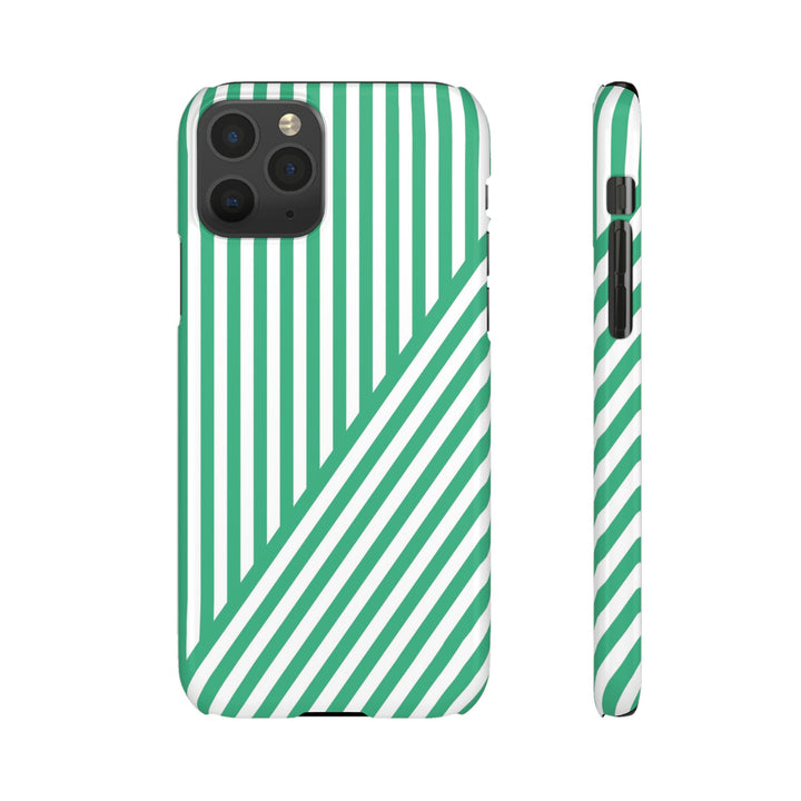 Aesthetic Emerald Stripes Cute Phone Case Sleek Snap - For iPhone 17 Pro Max iPhone 16 Pro iPhone 15 Iphone 14 Plus 13 Pro 12 11 10 Gift