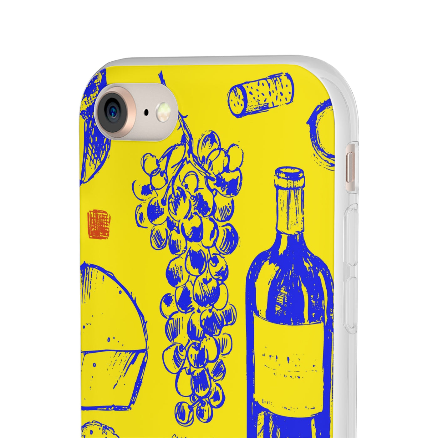 Cute Flexi Phone Cases, French Food Wine Yellow Blue, Compatible with Samsung Galaxy S23, Samsung S22, Samsung S21, Samsung S20, Galaxy S20 Ultra