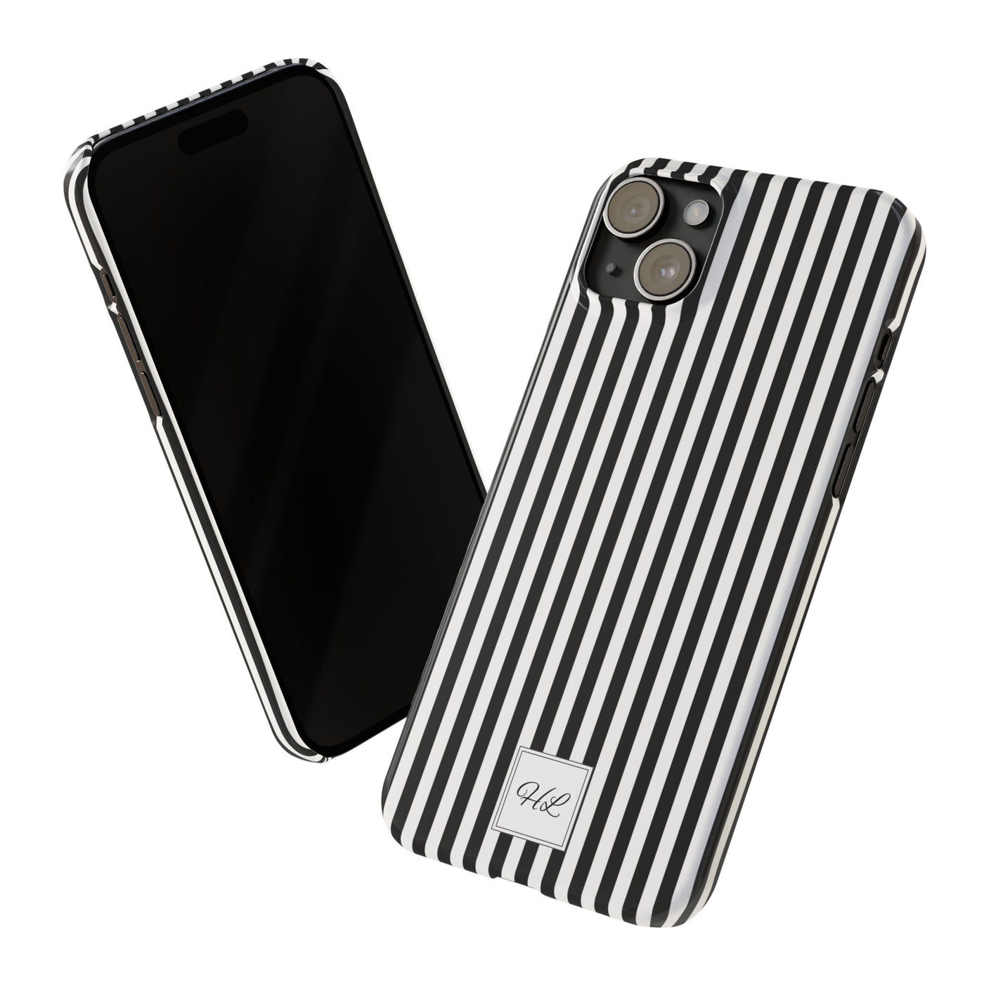 Slim Custom Personalized Black White Striped Phone Case for Iphone 16 - | iPhone 15 Pro Max Case | iPhone 14 Case Iphone 13 12 11 10 9 8 - Studio40ParkLane