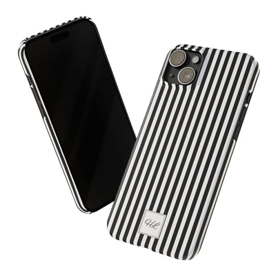 Slim Custom Personalized Black White Striped Phone Case for Iphone 16 - | iPhone 15 Pro Max Case | iPhone 14 Case Iphone 13 12 11 10 9 8 - Studio40ParkLane