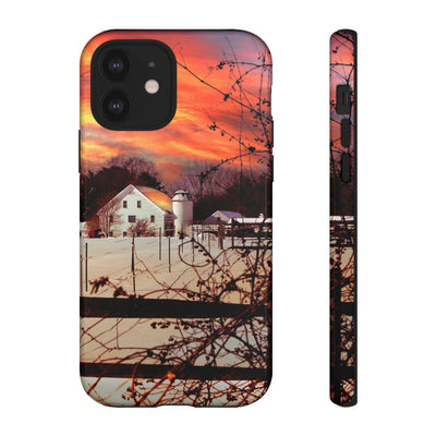 Impact Resistant, Winter Sunset Cute Phone Cases for Samsung S24, S23, S22, S21, IPhone 15 pro Iphone 14 pro Iphone 13 IPhone 12 Iphone 11