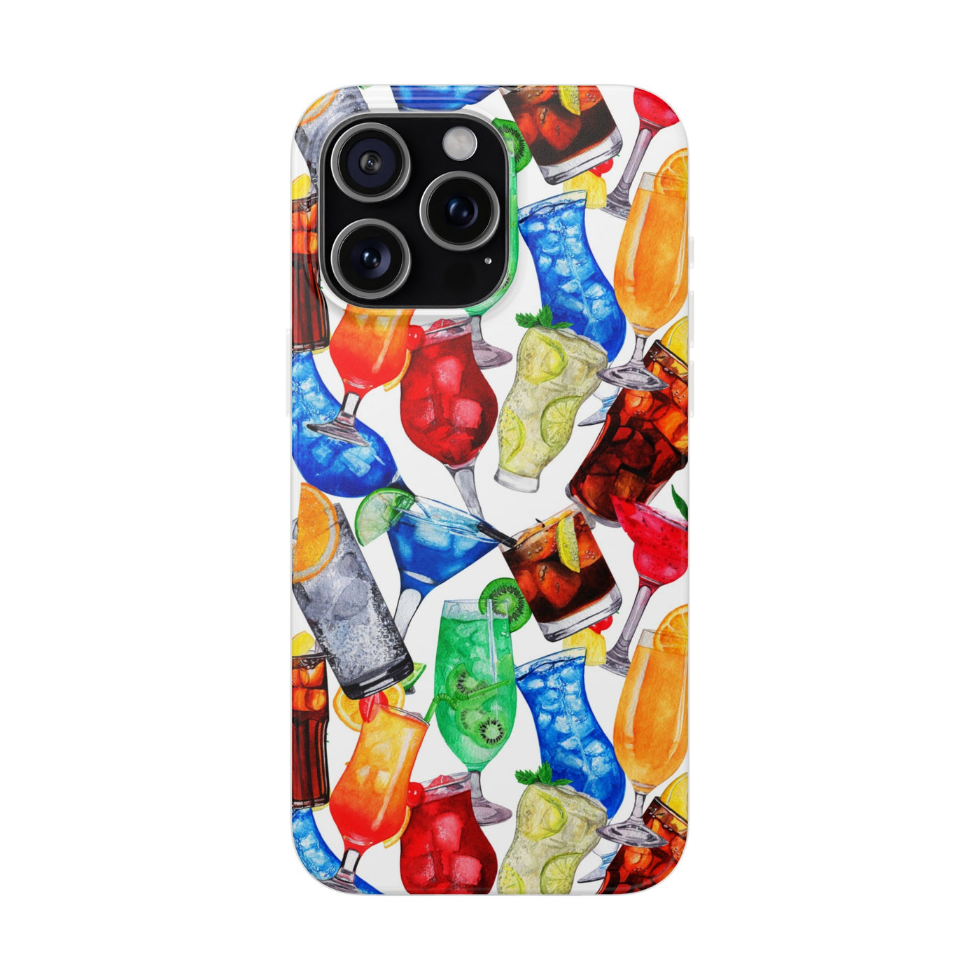 Cute Flexi Phone Cases, For Iphones and Samsung Galaxy Phones, Tropical Summer Fruit Cocktails, Galaxy S23 Phone Case, Samsung S22 Case, Samsung S21, Iphone 15, Iphone 14, Iphone 13