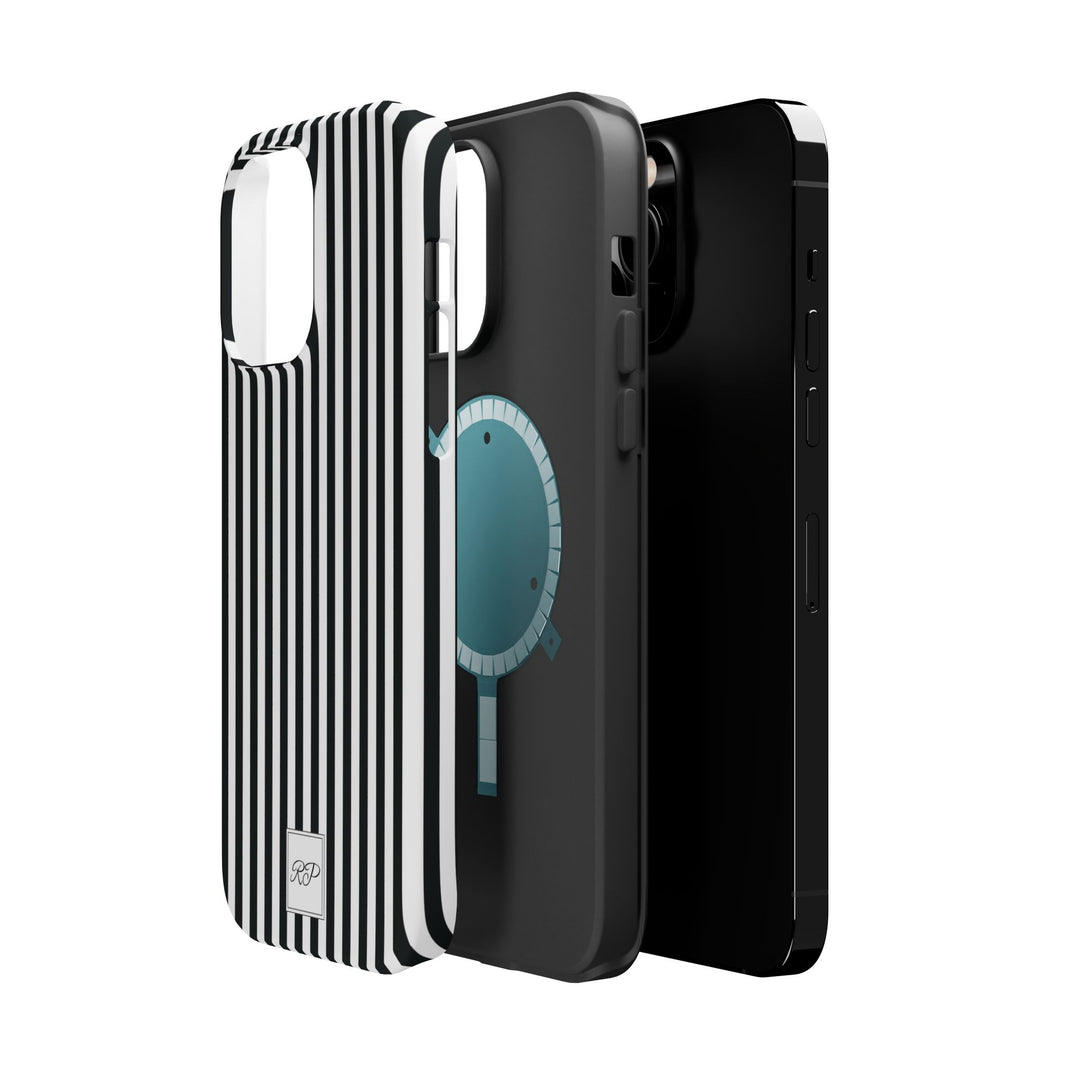 Custom Personalized Black White Striped Magsafe Phone Case for Iphone 17 - | iPhone 16 Pro Max Case | iPhone 15 Case Iphone 14 13 12 11 10 - Studio40ParkLane