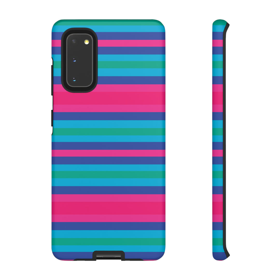Cute Samsung Phone Case | Aesthetic Samsung Phone Case | Stripes Blue Pink | Galaxy S23, S22, S21, S20 | Luxury Double Layer | Cool - Studio40ParkLane