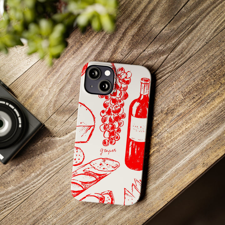 Slim Cute Phone Cases for Iphone | iPhone 15 Case | iPhone 15 Pro Max Case, Iphone 14, Iphone 14 Pro Max, Iphone 13, French Food Wine Red - Studio40ParkLane