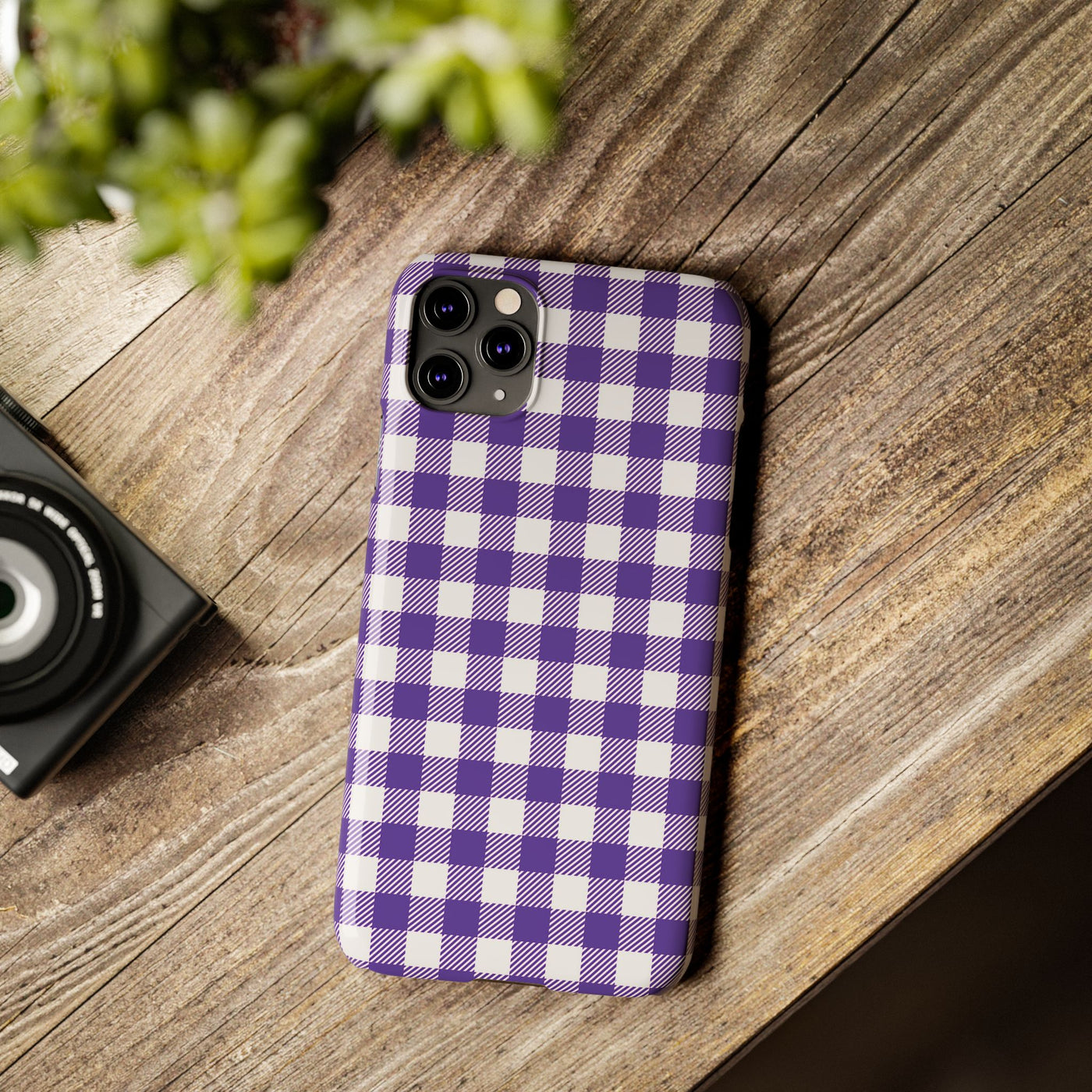 Slim Purple Gingham Gift for Her Cute Phone Cases for Iphone 16 Pro Max | iPhone 15 Case | iPhone 15 Pro Max Case, Iphone 14, 13, 12, 11, 10, 8, 7