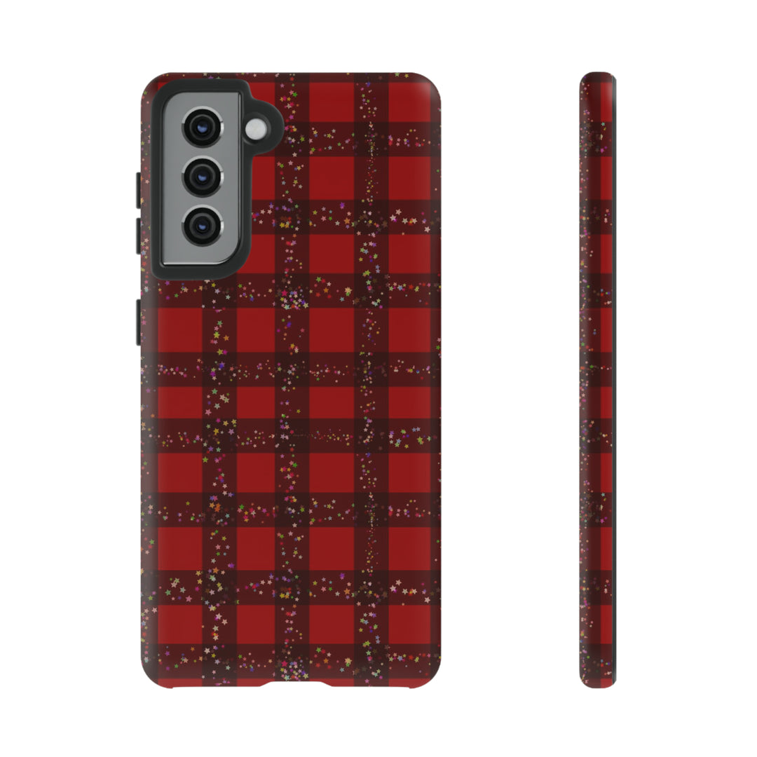 Samsung Phone Cases, Designer Samsung Galaxy S23 Phone Case, Samsung S22 Case, Samsung S21 Case, Samsung S20 Case, Red Festive Plaid - Studio40ParkLane
