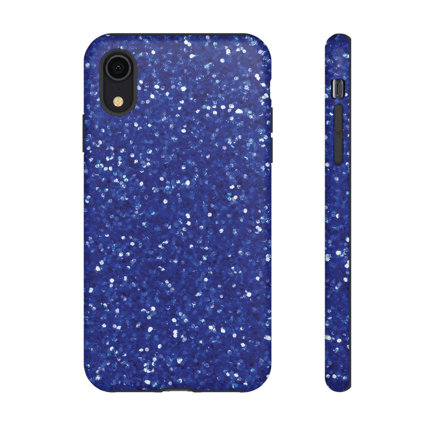 Chic Blue Faux Play on Glitter Effect Cute Phone Case, for IPhone 16 pro Max | Iphone 15, Iphone 14, IPhone 13 Case, 11 8 7, Samsung Galaxy S24, S23, S22, S21, 2 Layer Protection