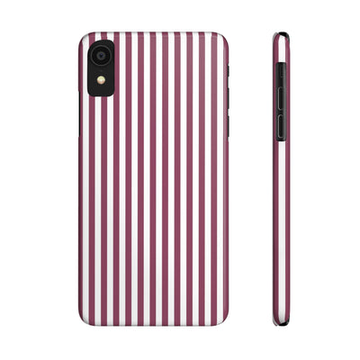 Slim Claret Red Striped Cute Phone Case for Iphone 16 - | iPhone 15 Pro Max Case | iPhone 14 Case Iphone 13 12 11 10 9 8 7 XS X Gift for Her - Studio40ParkLane