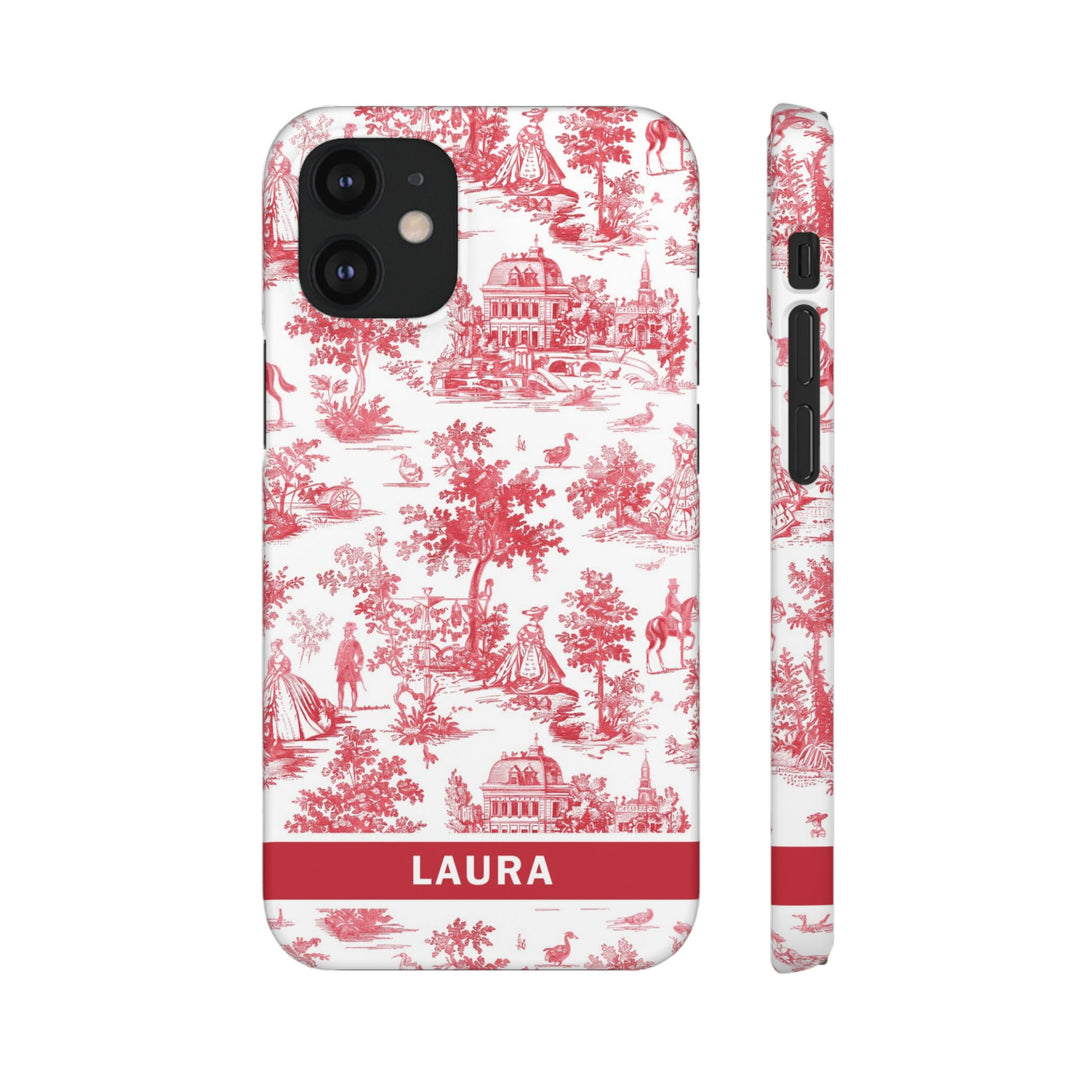 Snap French Toile Personalized Initial Custom Gift for Her Cute Phone Cases for Samsung S24, S23, S22, S21, S20, Plus and Ultra and Iphone, 16, 15, 14, 13, 12, 11. 10 - Studio40ParkLane