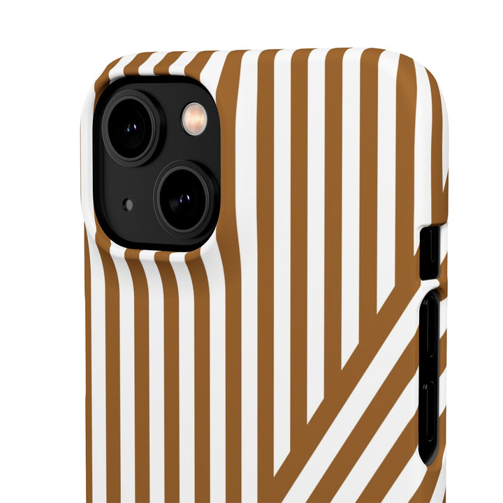 Aesthetic Mocha Brown Stripes Cute Phone Case Sleek Snap - For iPhone 17 Pro Max iPhone 16 Pro iPhone 15 Iphone 14 Plus 13 Pro 12 11 10 Gift - Studio40ParkLane
