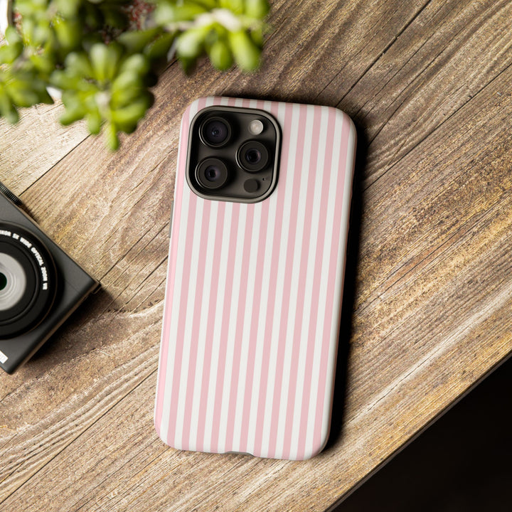 Tough Premium Sweet Pink Stripes Phone Case Gift for Her - For Apple iPhone 16 Pro Max 16e iPhone 15 Pro iPhone Iphone 14 Plus 13 Pro 12 SE XR - Studio40ParkLane