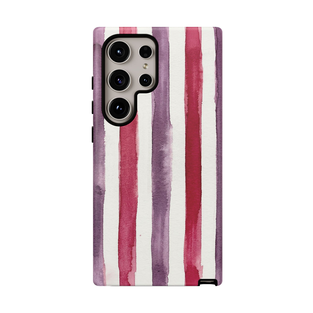 Tough Cute Wine Red Purple Stripes Phone Case, for IPhone 17 Pro Max | Iphone 17 Air, Iphone 16, IPhone 15, 14 13 12, Samsung Galaxy S26, S25, S24, S23 - Studio40ParkLane