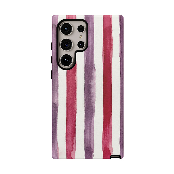 Tough Cute Wine Red Purple Stripes Phone Case, for IPhone 17 Pro Max | Iphone 17 Air, Iphone 16, IPhone 15, 14 13 12, Samsung Galaxy S26, S25, S24, S23 - Studio40ParkLane