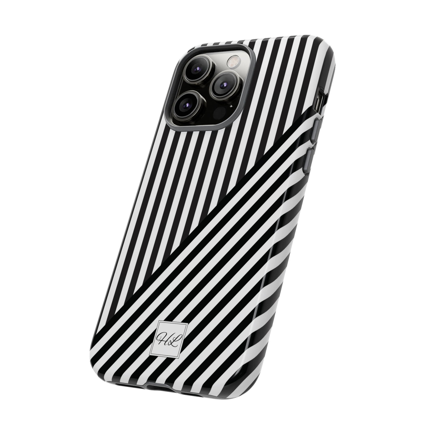 Custom Personalized Aesthetic Stripes Black White Tough Phone Case - For iPhone 17 Pro Max iPhone 16 Pro iPhone 15 Iphone 14 Plus 13 12 11 - Studio40ParkLane