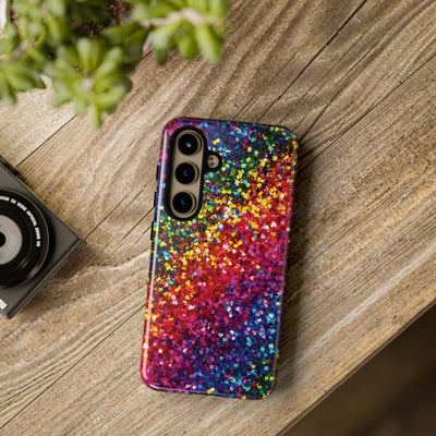 Faux Chic Play on Glitter Effect Cute Phone Case, for IPhone 16 pro Max | Iphone 15, Iphone 14, IPhone 13 Case, 11 8 7, Samsung Galaxy S24, S23, S22, S21, 2 Layer Protection