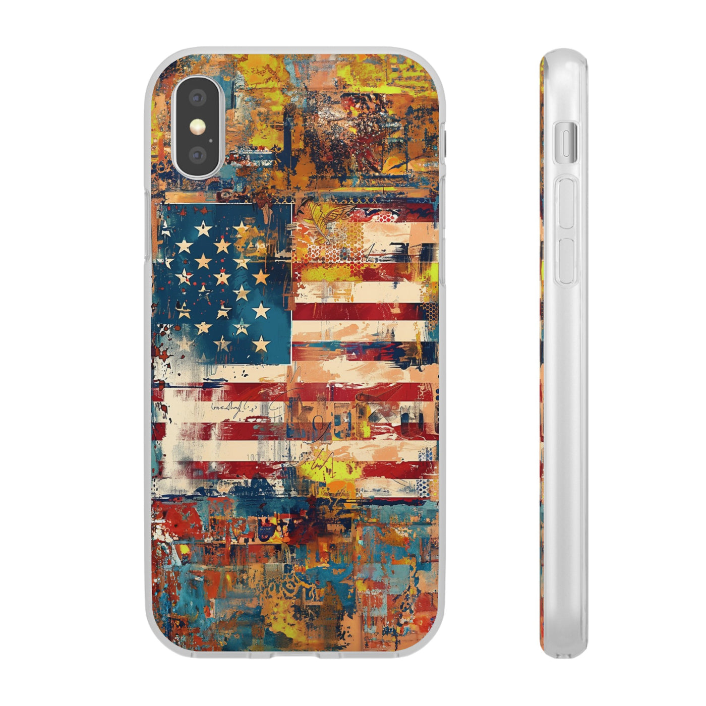 Cute Flexi Phone Cases, US Flag Abstract, Compatible with Samsung Galaxy S23, Samsung S22, Samsung S21, Samsung S20, Galaxy S20 Ultra