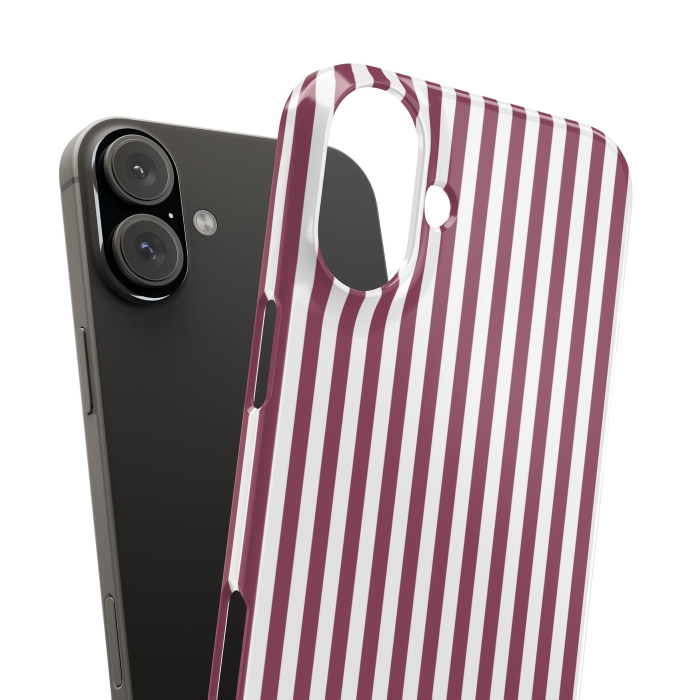 Slim Claret Red Striped Cute Phone Case for Iphone 16 - | iPhone 15 Pro Max Case | iPhone 14 Case Iphone 13 12 11 10 9 8 7 XS X Gift for Her - Studio40ParkLane
