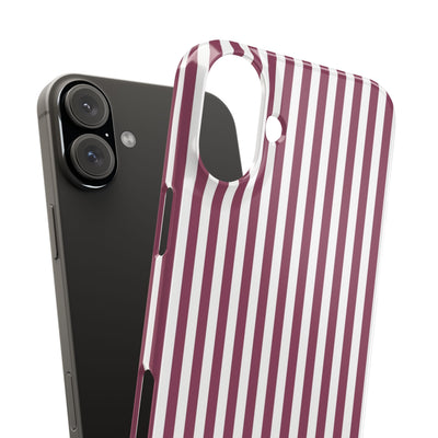 Slim Claret Red Striped Cute Phone Case for Iphone 16 - | iPhone 15 Pro Max Case | iPhone 14 Case Iphone 13 12 11 10 9 8 7 XS X Gift for Her - Studio40ParkLane