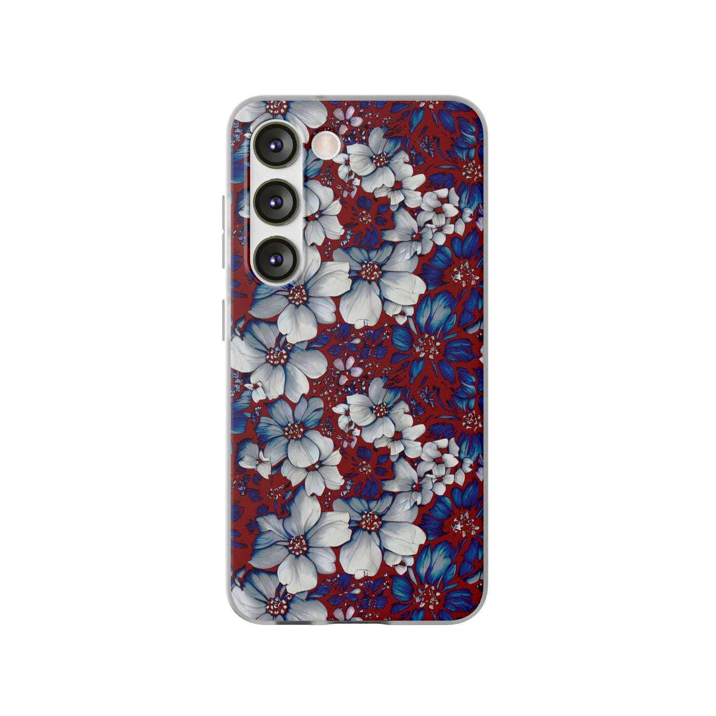 Cute Flexi Samsung Phone Cases, Red Blue Flowers Galaxy S23 Phone Case, Samsung S22 Case, Samsung S21 Case, S20 Plus