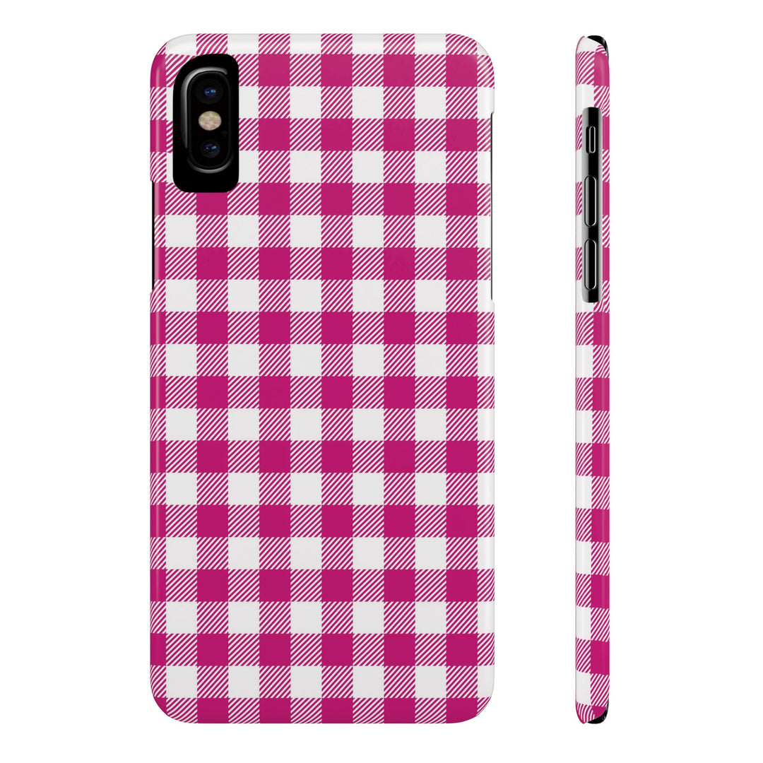 Slim Pink Gingham Gift for Her Cute Phone Cases for Iphone 16 Pro Max | iPhone 15 Case | iPhone 15 Pro Max Case, Iphone 14, 13, 12, 11, 10, 8, 7 - Studio40ParkLane