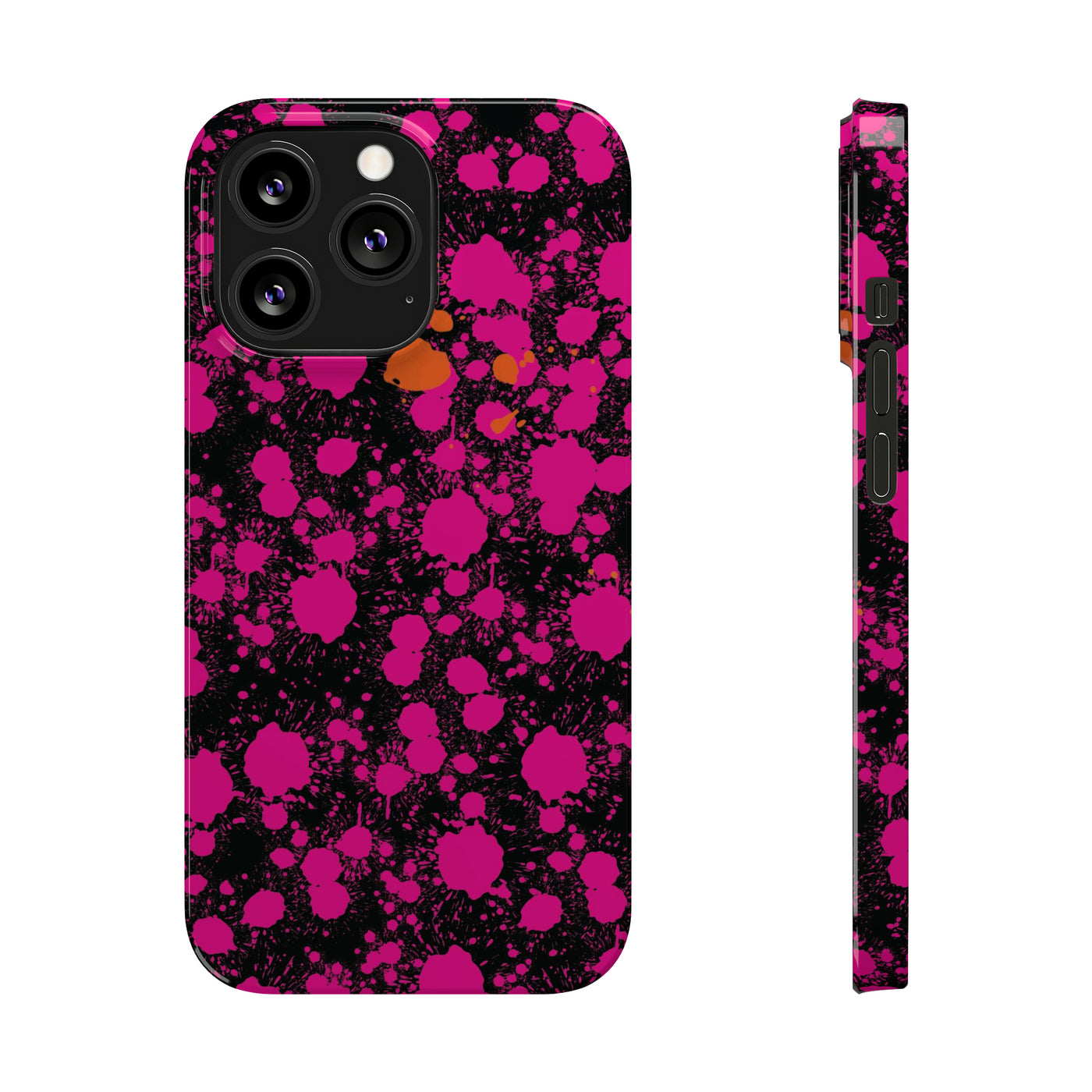 Slim Cute iPhone Cases - | iPhone 15 Case | iPhone 15 Pro Max Case, Iphone 14 Case, Iphone 14 Pro Max, Iphone 13, Pink Orange Paint Splash