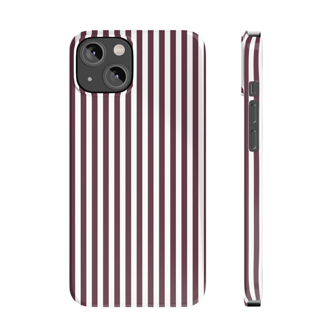 Slim Burgundy Wine Striped Cute Phone Case for Iphone 16 - | iPhone 15 Pro Max Case | iPhone 14 Case Iphone 13 12 11 10 9 8 7 Gift for Her - Studio40ParkLane