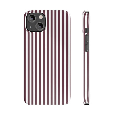 Slim Burgundy Wine Striped Cute Phone Case for Iphone 16 - | iPhone 15 Pro Max Case | iPhone 14 Case Iphone 13 12 11 10 9 8 7 Gift for Her - Studio40ParkLane
