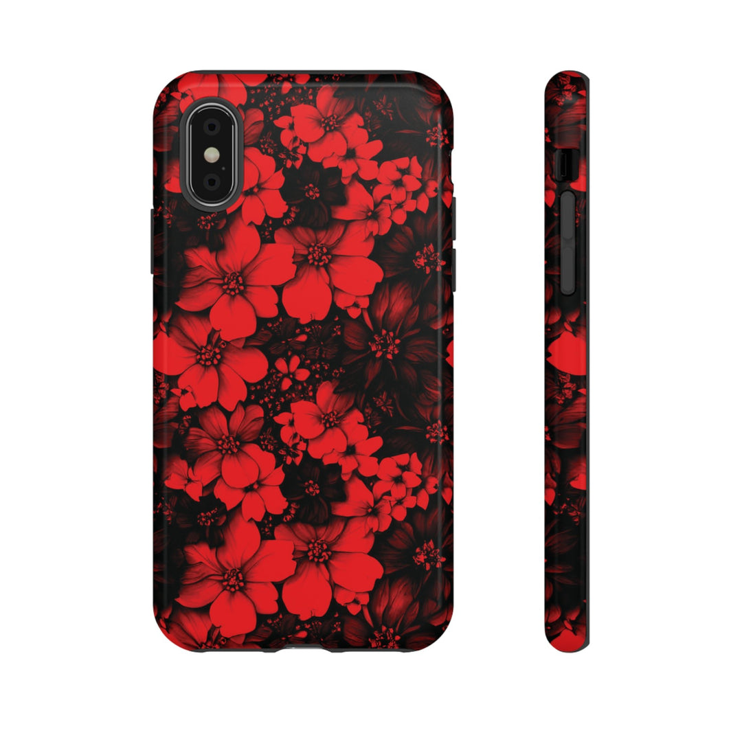 Cute IPhone Case | Red Black Flowers, iPhone 15 Case | iPhone 15 Pro Case, Iphone 14 Case, Iphone 14 Pro Max Case, Protective Iphone Case - Studio40ParkLane
