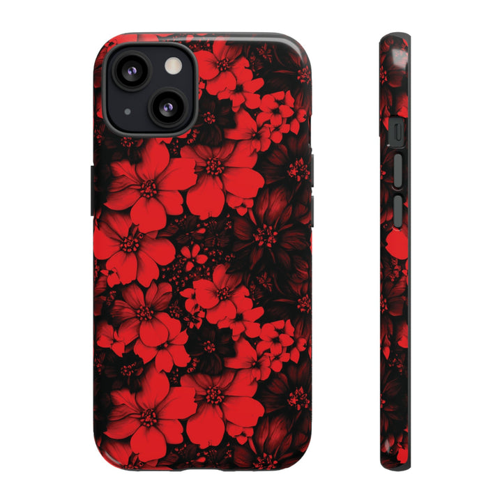 Cute IPhone Case | Red Black Flowers, iPhone 15 Case | iPhone 15 Pro Case, Iphone 14 Case, Iphone 14 Pro Max Case, Protective Iphone Case - Studio40ParkLane