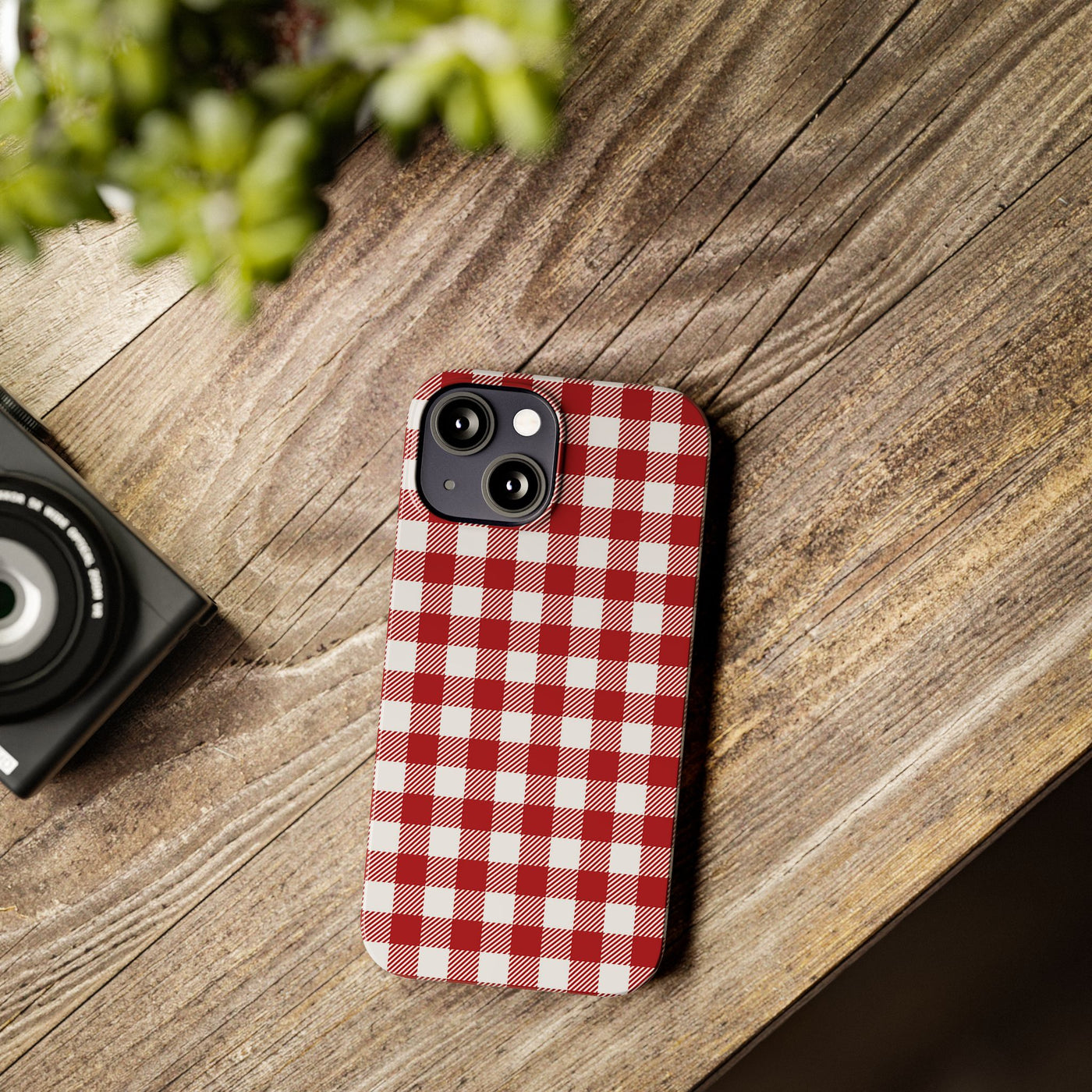 Slim Red Gingham Gift for Her Cute Phone Cases for Iphone 16 Pro Max | iPhone 15 Case | iPhone 15 Pro Max Case, Iphone 14, 13, 12, 11, 10, 8, 7