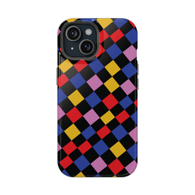 Aesthetic Colorful Checkerboard Tough Magsafe Phone Case - For iPhone 17 Pro Max iPhone 16 Pro iPhone 15 Iphone 14 Plus 13 Pro 12 11 Gift - Studio40ParkLane