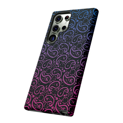 Cool Samsung Phone Case | Aesthetic Samsung Phone Case | Paisley Blue Pink Black | Galaxy S23, S22, S21, S20 | Luxury Double Layer | Cute