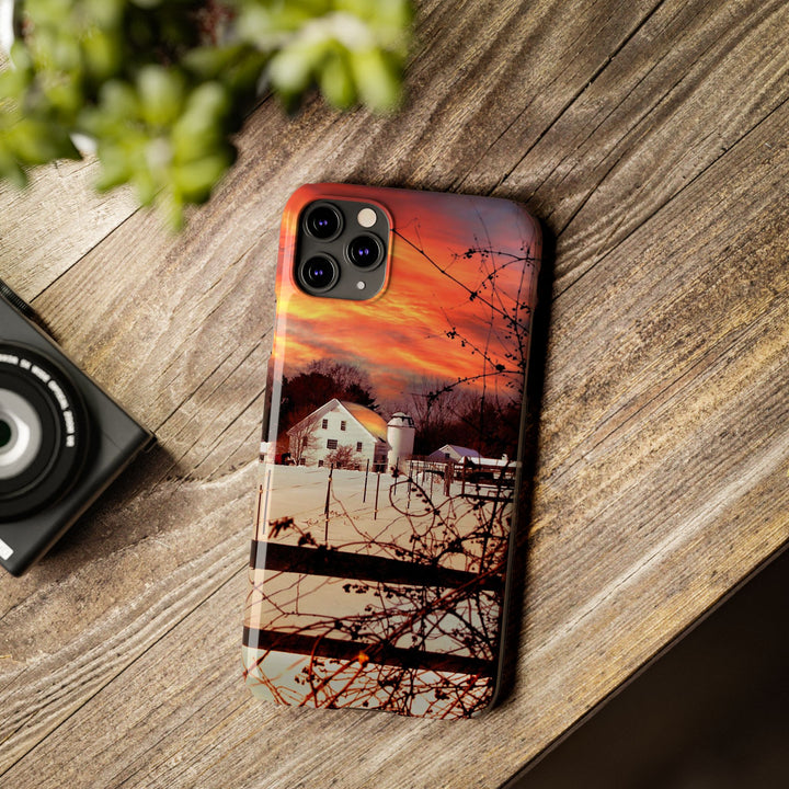 Slim Cute Phone Cases for Iphone - | iPhone 15 Case | iPhone 15 Pro Max Case, Iphone 14 Case, Iphone 14 Pro Max, Iphone 13, New England Winter Sunset - Studio40ParkLane