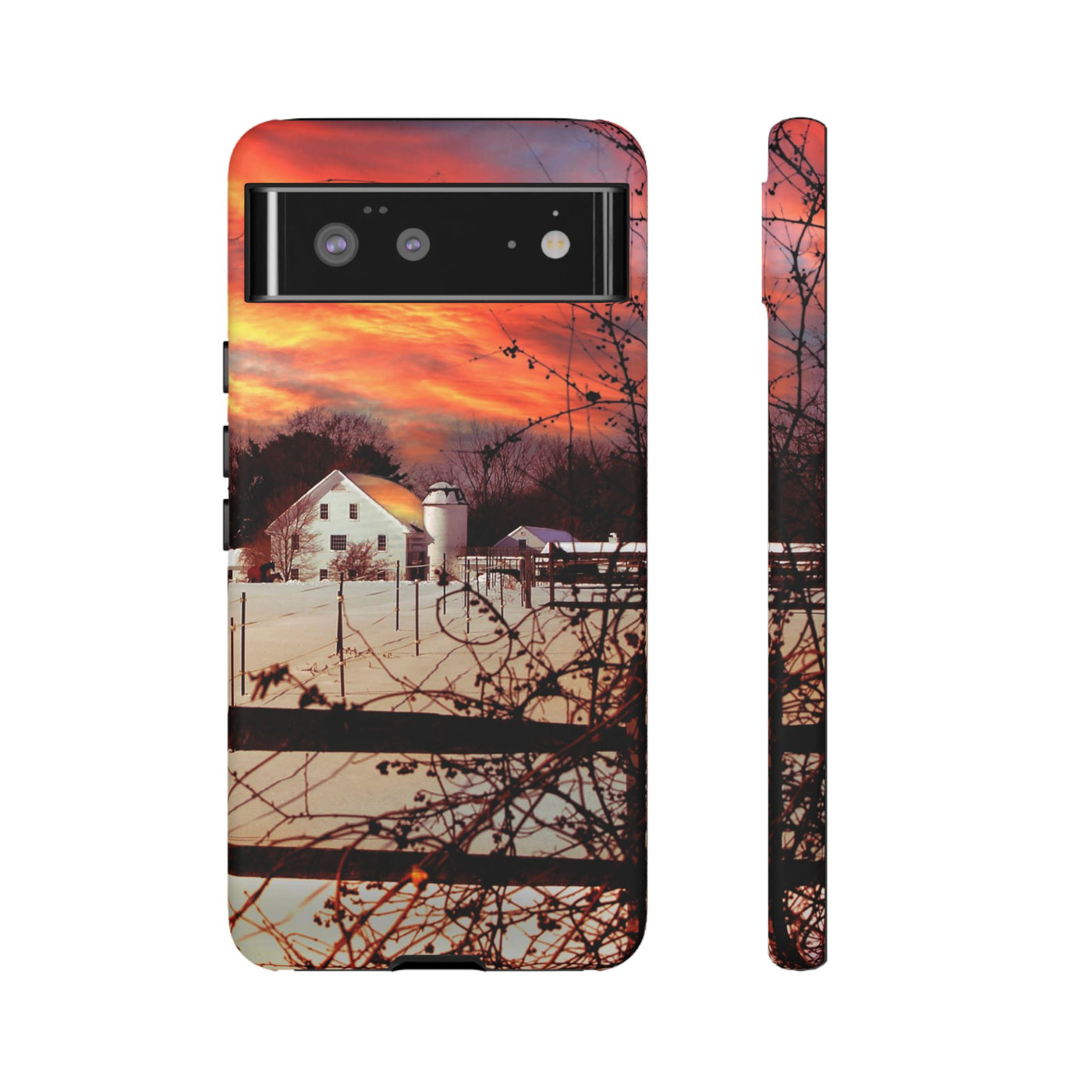 Impact Resistant, Winter Sunset Cute Phone Cases for Samsung S24, S23, S22, S21, IPhone 15 pro Iphone 14 pro Iphone 13 IPhone 12 Iphone 11