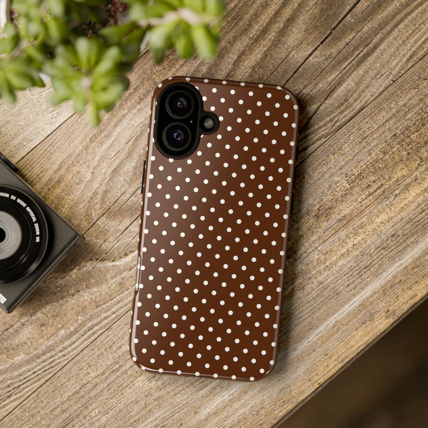 Aesthetic Tough Mocha Brown Polka Dots Premium Phone Case - For iPhone 17 Pro Max iPhone 16 Pro iPhone 15 Iphone 14 Plus 13 Pro 12 11 10 - Studio40ParkLane