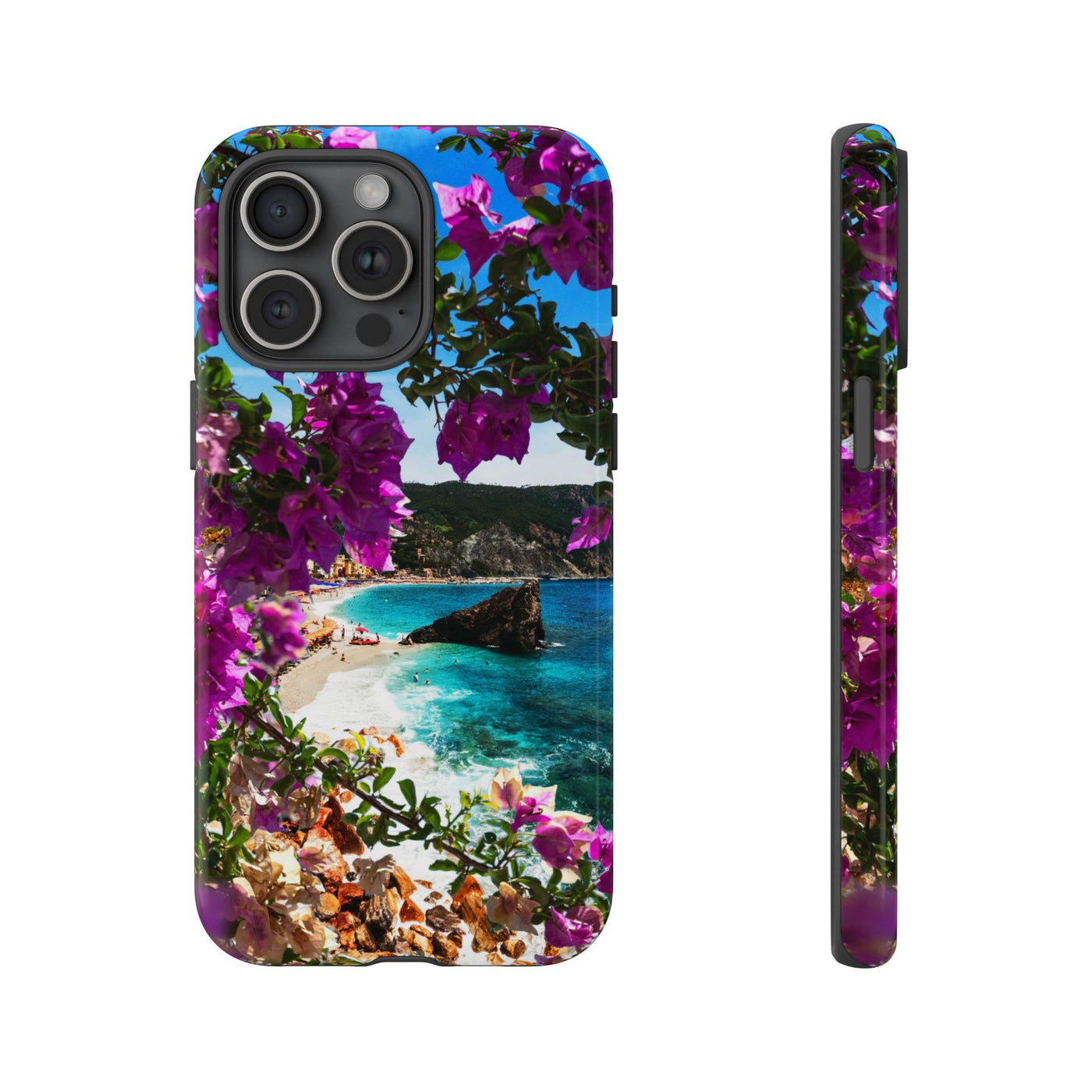 Impact Resistant, Bougainvillea Seaview, Cute Phone Cases for Samsung S24, S23, S22, S21, IPhone 15 pro Iphone 14 pro Iphone 13 IPhone 12 Iphone 11