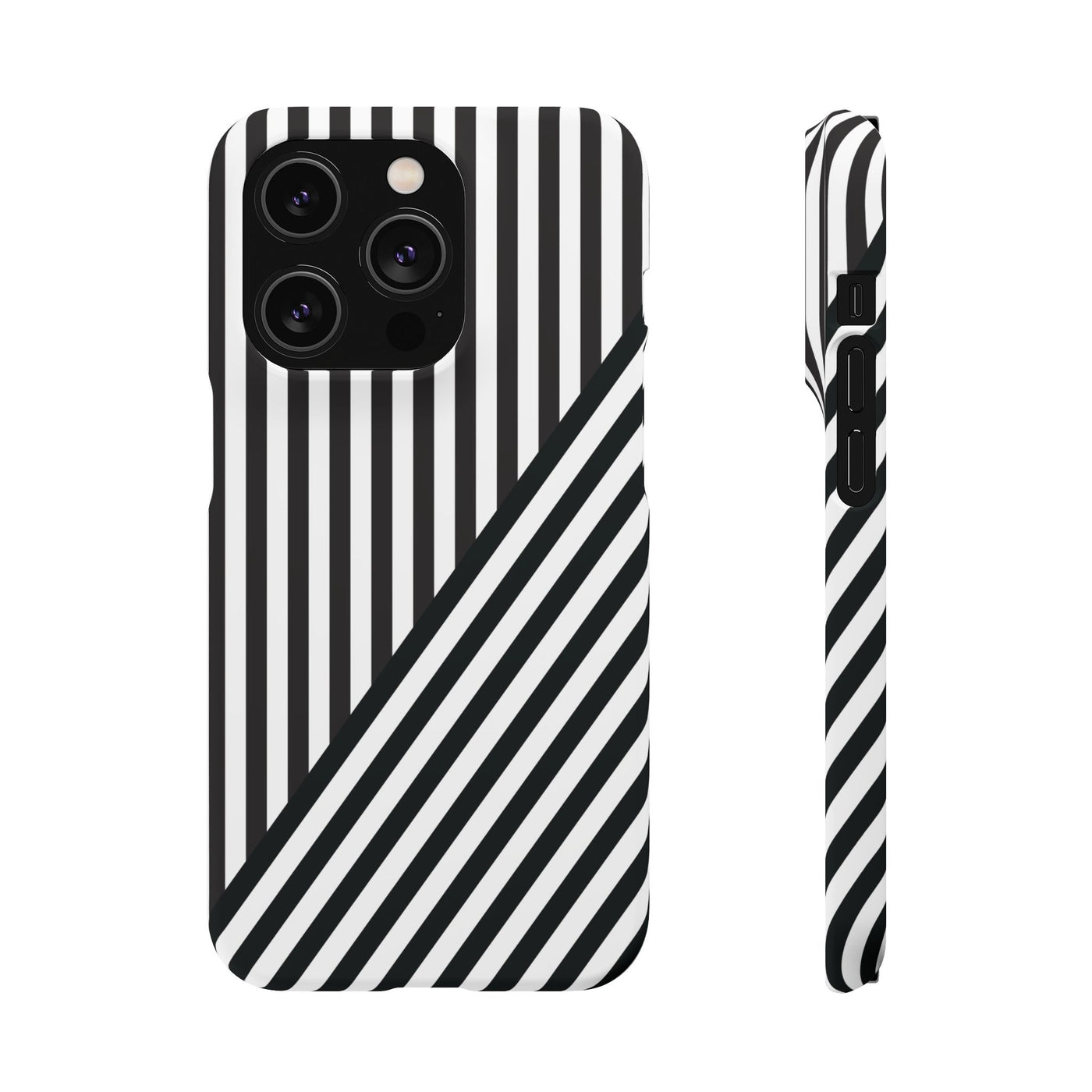 Aesthetic Black White Stripes Cute Phone Case Sleek Snap - For iPhone 17 Pro Max iPhone 16 Pro iPhone 15 Iphone 14 Plus 13 Pro 12 11 10 Gift - Studio40ParkLane