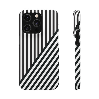 Aesthetic Black White Stripes Cute Phone Case Sleek Snap - For iPhone 17 Pro Max iPhone 16 Pro iPhone 15 Iphone 14 Plus 13 Pro 12 11 10 Gift - Studio40ParkLane