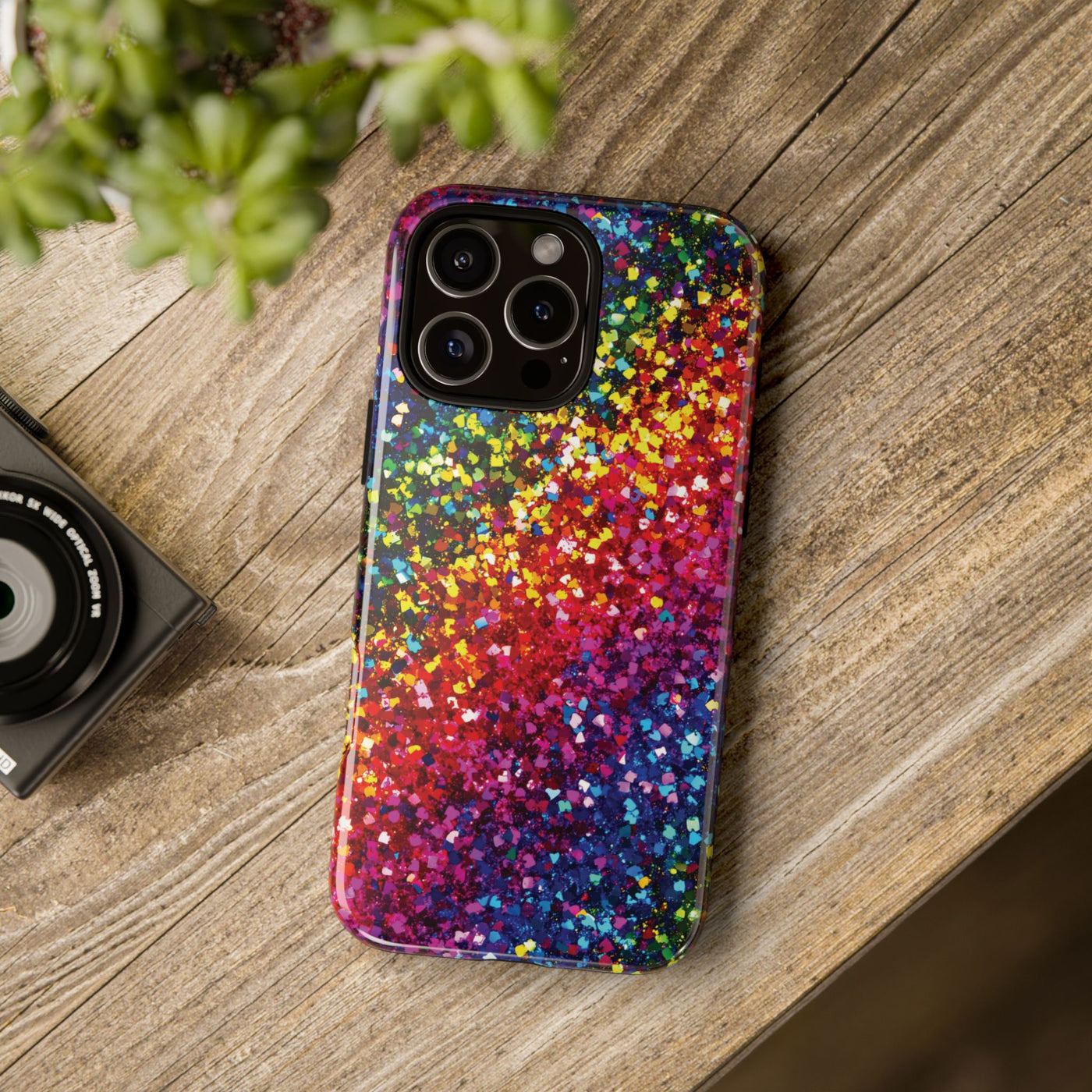 Faux Chic Play on Glitter Effect Cute Phone Case, for IPhone 16 pro Max | Iphone 15, Iphone 14, IPhone 13 Case, 11 8 7, Samsung Galaxy S24, S23, S22, S21, 2 Layer Protection