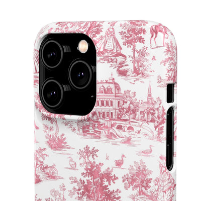 Snap Pink Vintage French Toile Cute Phone Cases for Samsung Galaxy S24, S23, S22, S21, S20, Plus, Ultra, Iphone 16, 15, 14, Pro and Max